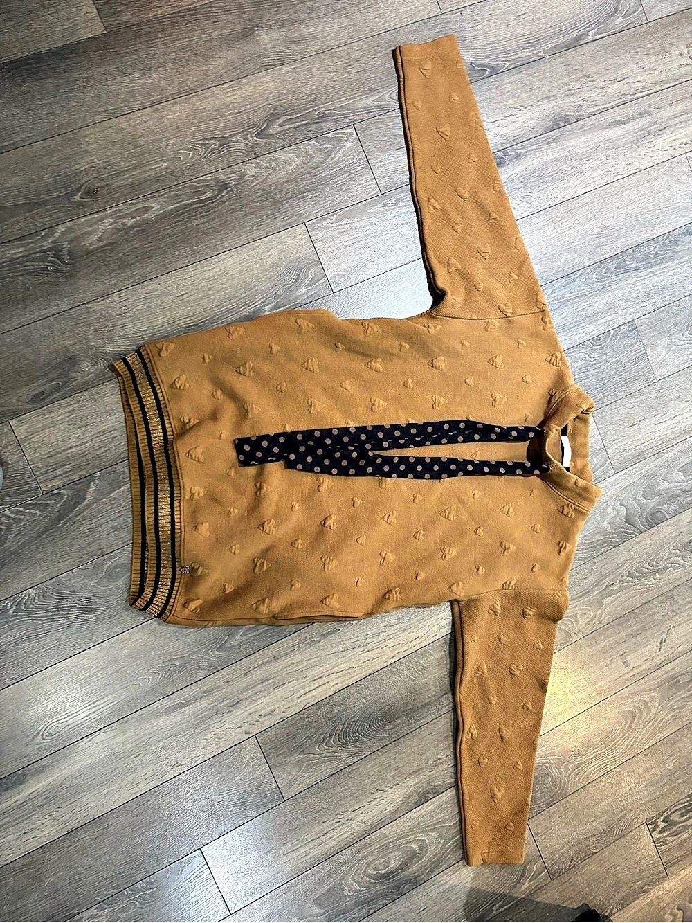 COS Textured Long Sleeve Top in Brown & Blue